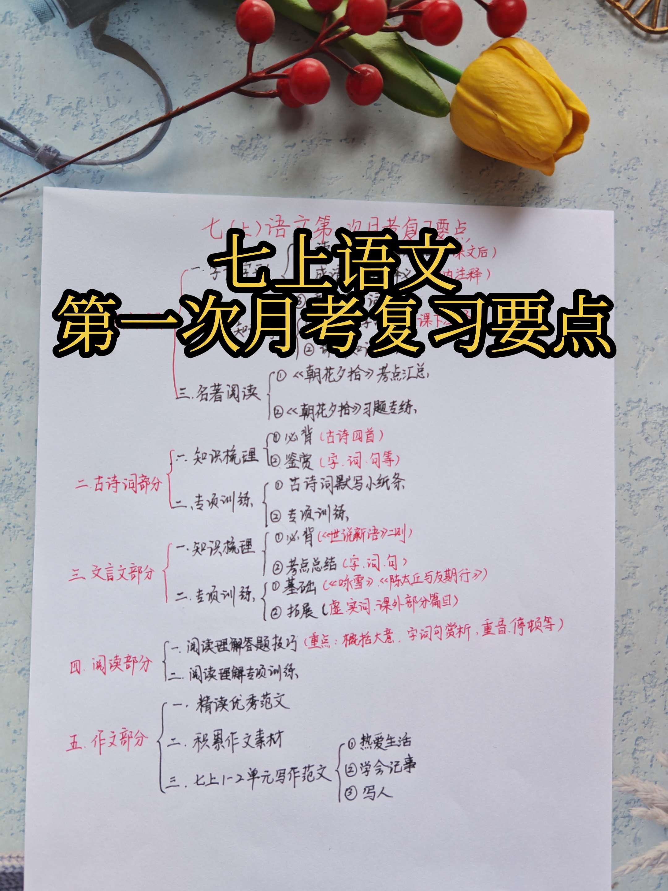 七上语文第一次月考复习要点。新初一即将迎来第一次月考，语文的考察内容一...