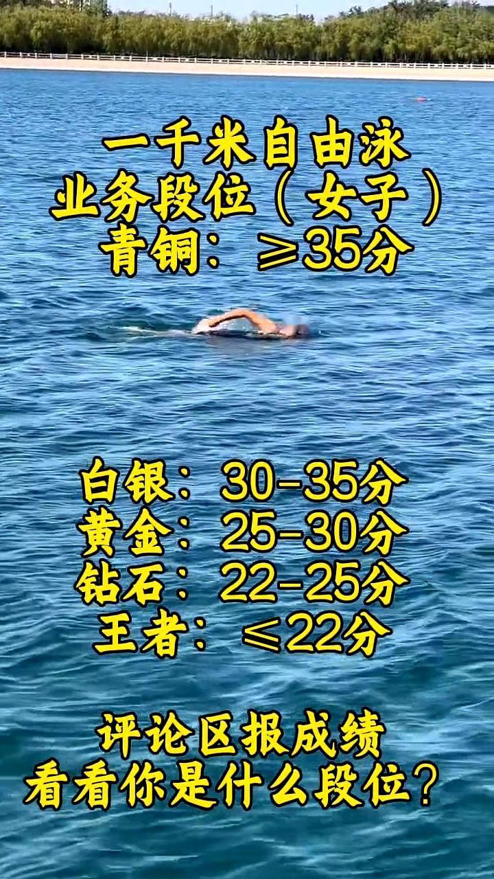 游完一千米自由泳，你算什么段位？
 

民间给女子一千米设了个有趣的游戏化评级。