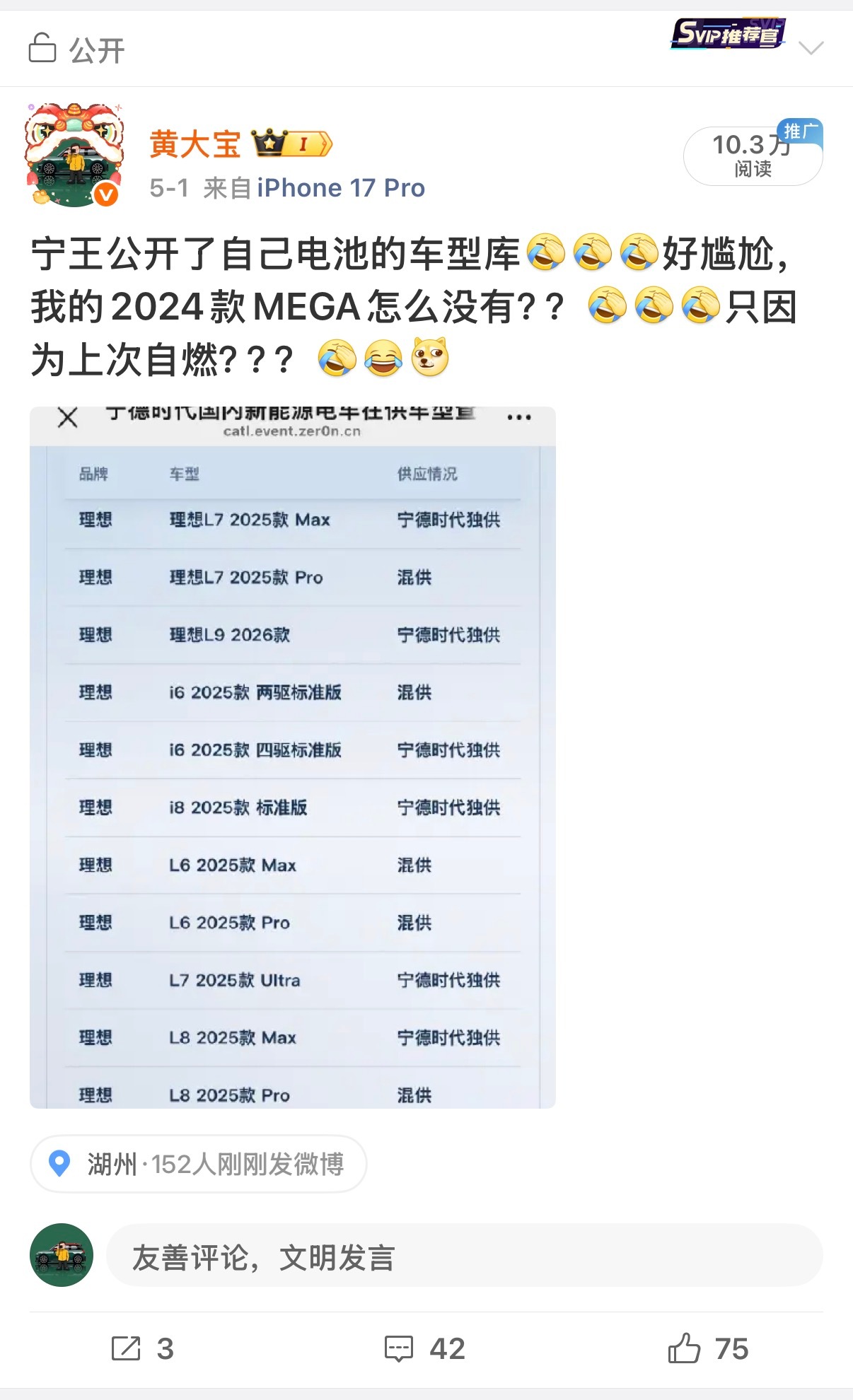 没看到''在供''，经网友提醒，已删除微博。但是，被一个理想koc挂我不服，因为
