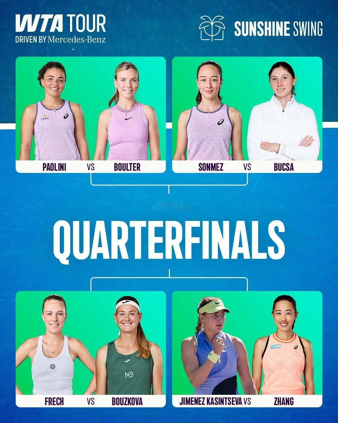 WTA500梅里达站八强对阵🍿鲍里妮 vs [W]博尔特森梅兹 vs 布克沙弗