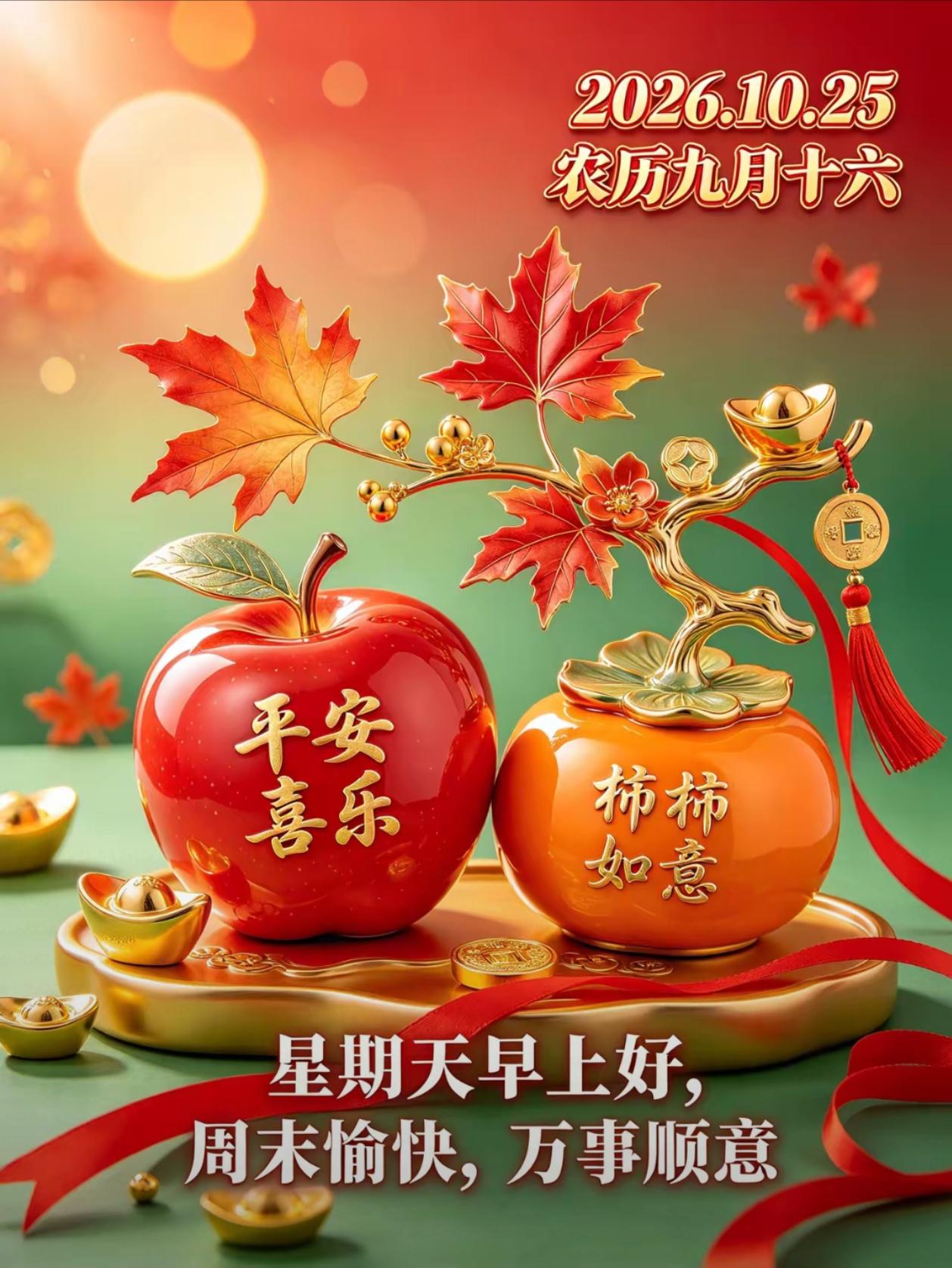 [福]10月25日🍁周日早安，收束匆匆岩履，静享周末清欢[福]

🌱🌅晨光