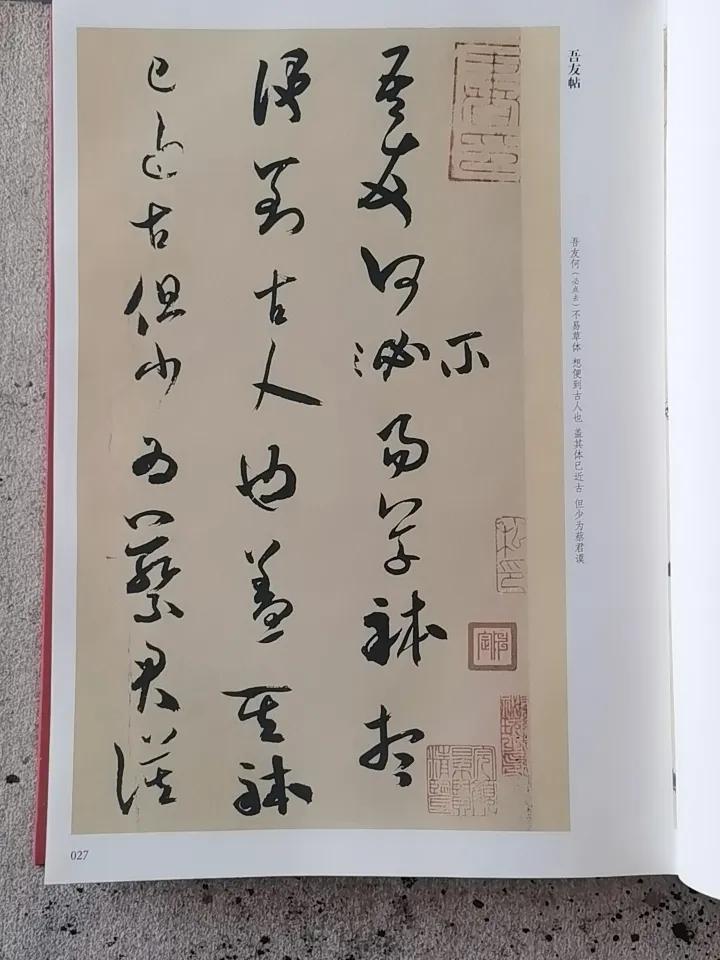 买了一本字帖，中有米芾的《吾友帖》。
帖中有一个类简体字“体”。
这个类简字，左