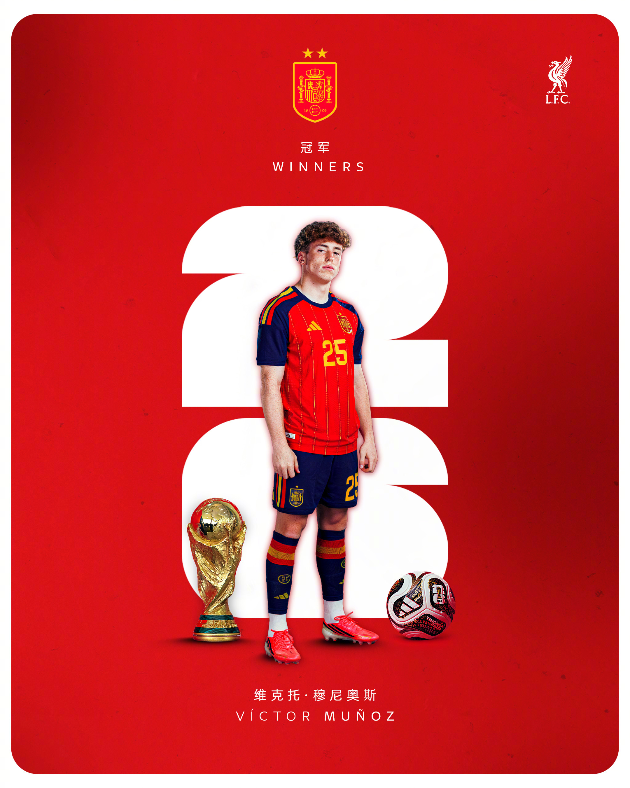 维克托随西班牙问鼎2026美加墨世界杯 冠军🏆🇪🇸西班牙vs阿根廷 利物浦
