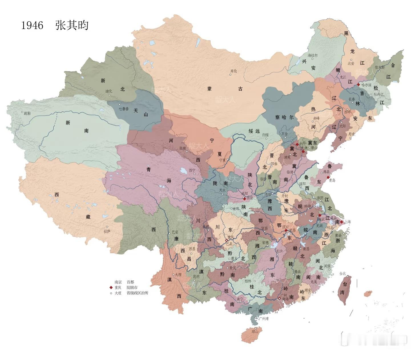 1946年张其昀的缩省方案。 