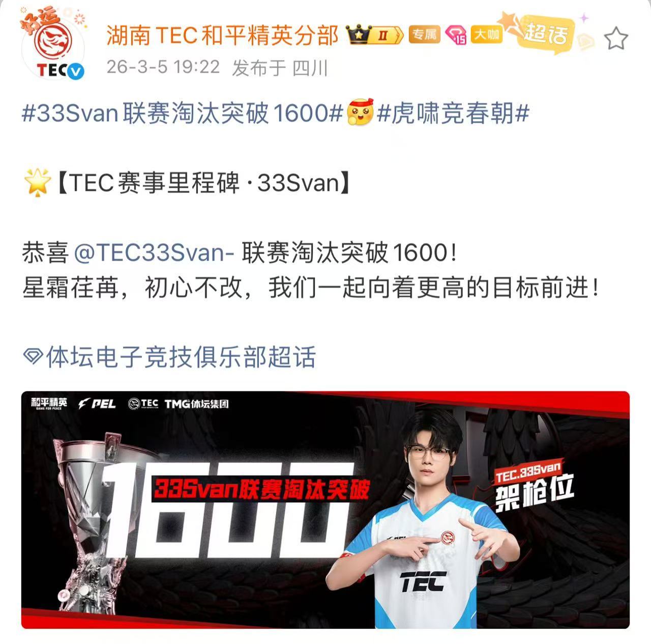 见证荣耀时刻，33Svan达成1600淘汰成就，保持状态，向着更高目标全力进发 