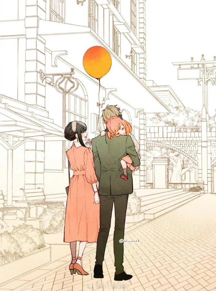间谍过家家 街角偶遇甜蜜幸福的福杰一家三口。 动漫仲夏狂欢季 作者:m_nmy0