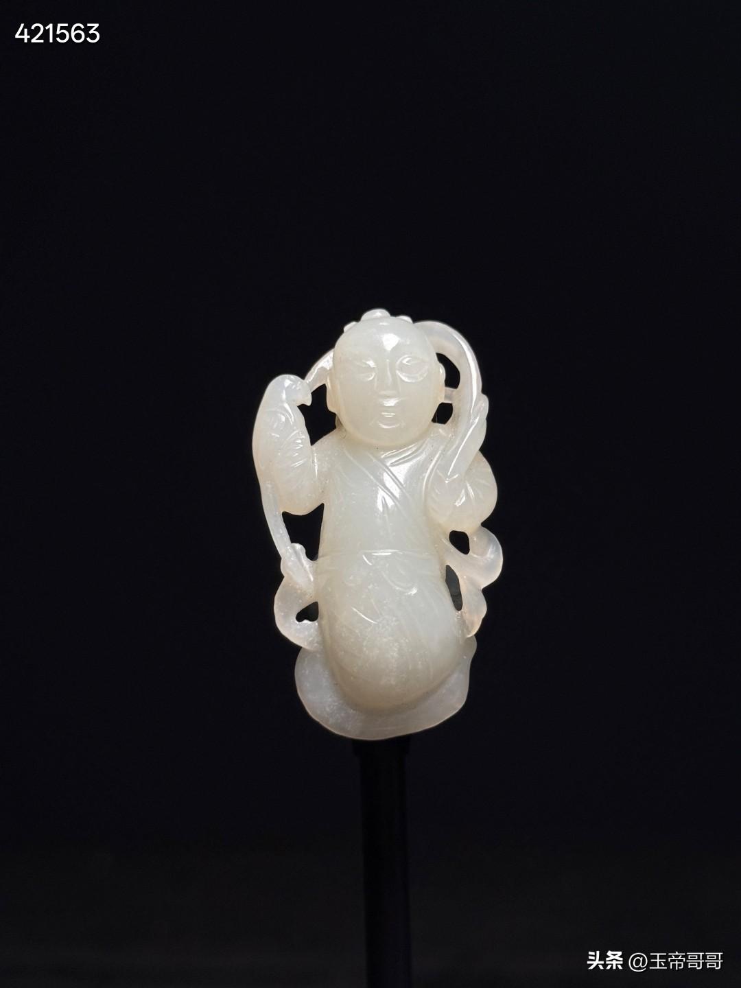 中古白玉童子训鹰