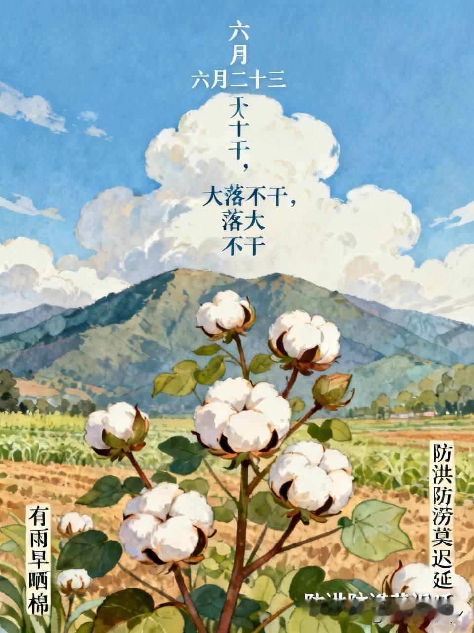 今天是六月二十三民间俗语有
1. 俗话说“要吃来年饭，就看六月二十三；大落大干，