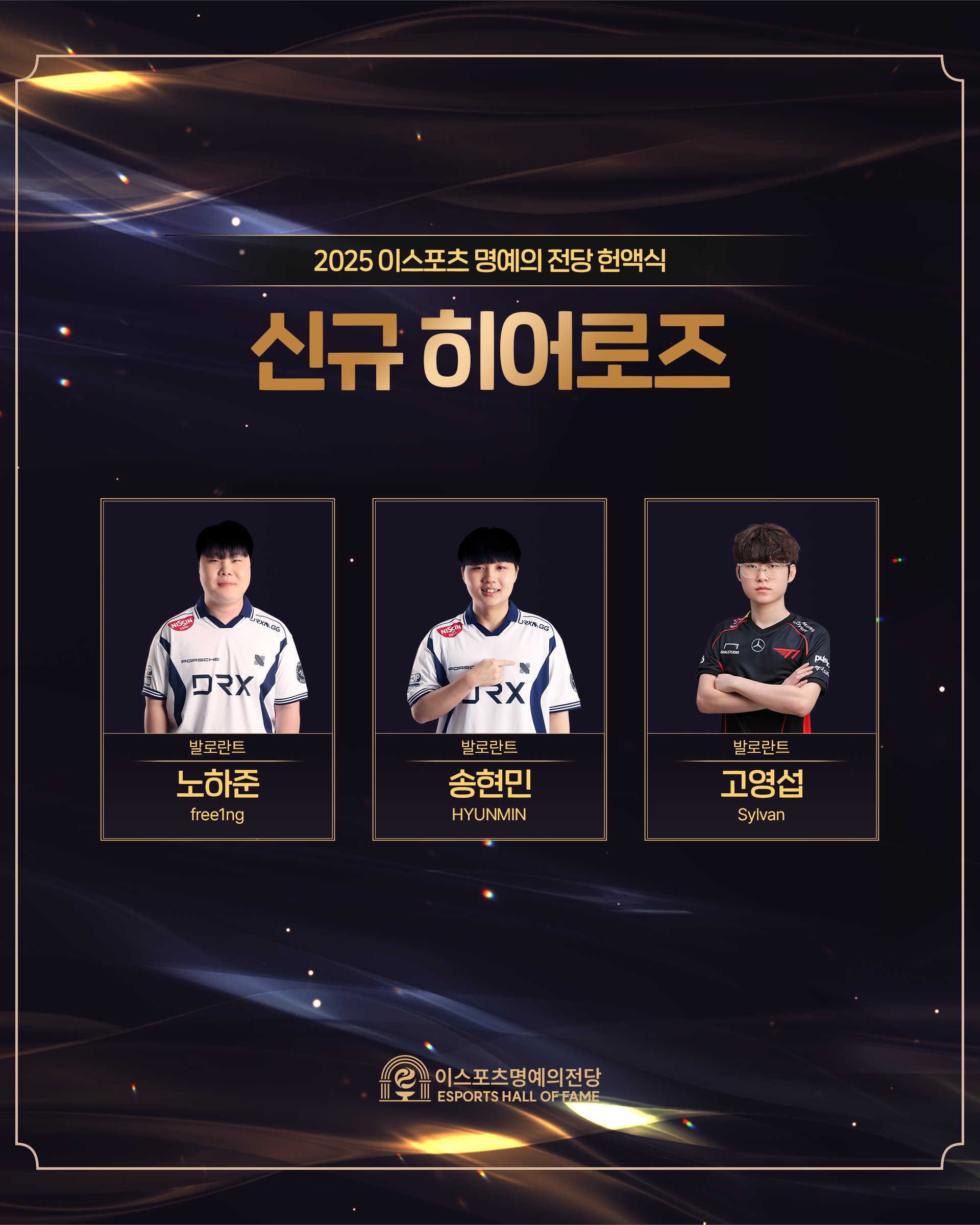 Ash/carpe/iZu/free1ng/HYUNMIN和Sylvan入选25KeSPA英雄奖