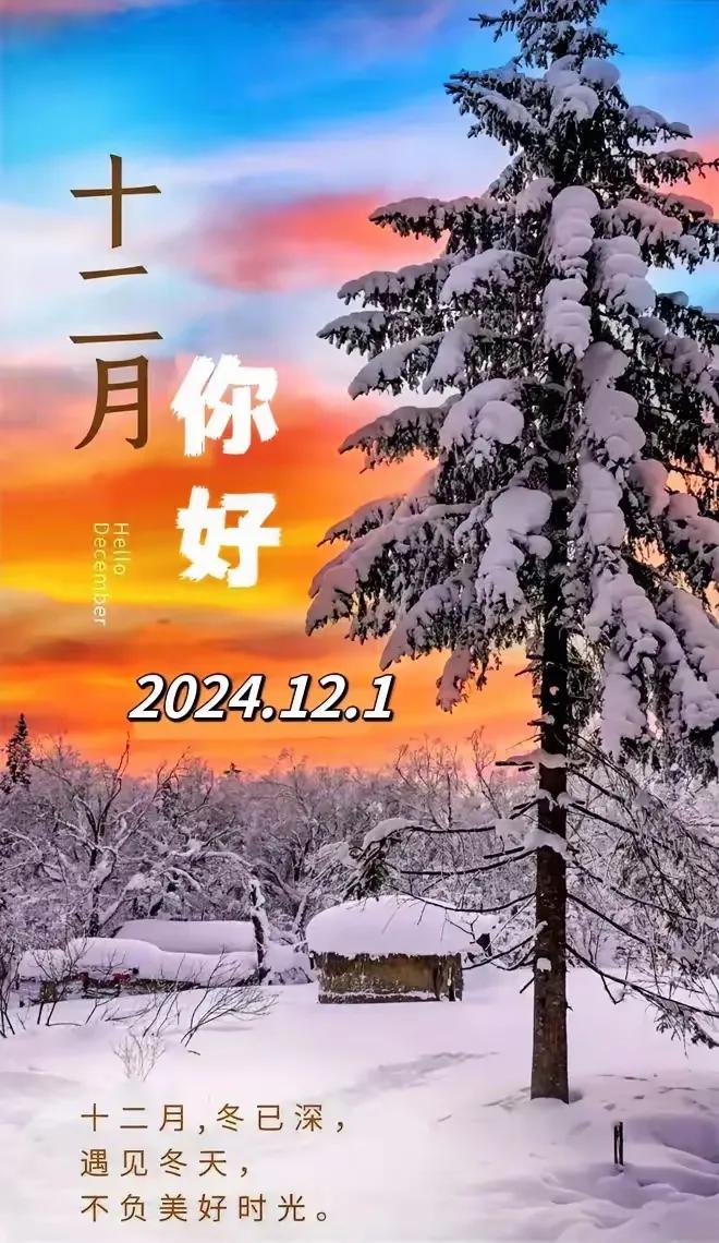 今天是12月的第一天，12月1号星期天
12月的第一条祝福送给你
愿你这个冬天没