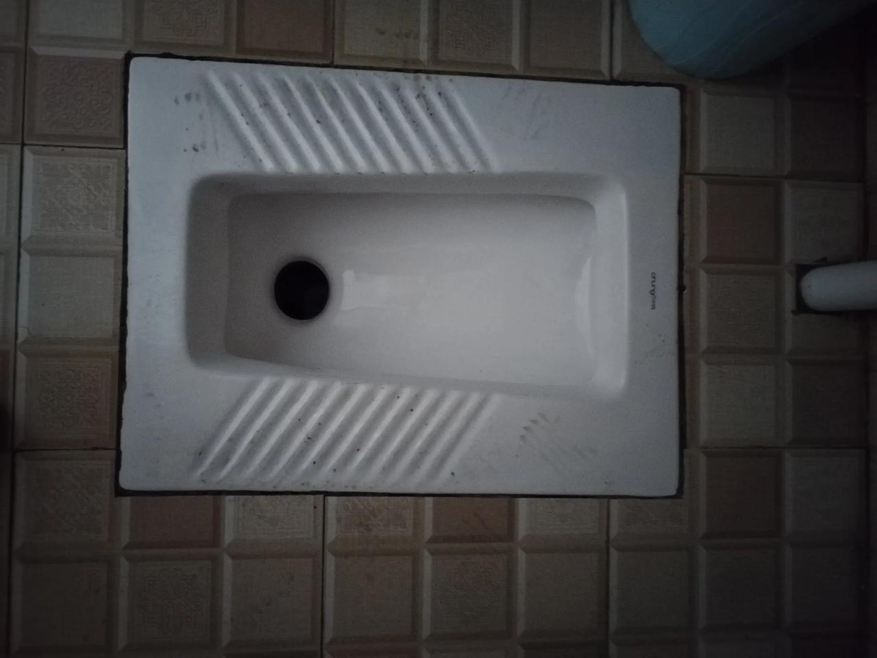 我家的蹲便器中间有个坑，总是积水，[流泪]公司的蹲便器，有个斜坡，便便时很快就会