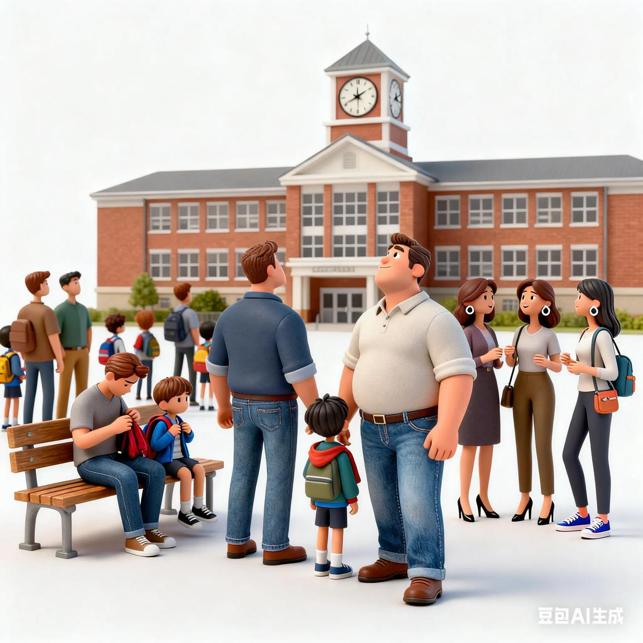 昨天我去接孩子放学，我发现一现象，不知道你们那是不是，父亲全都扎在学校门口伸着脖