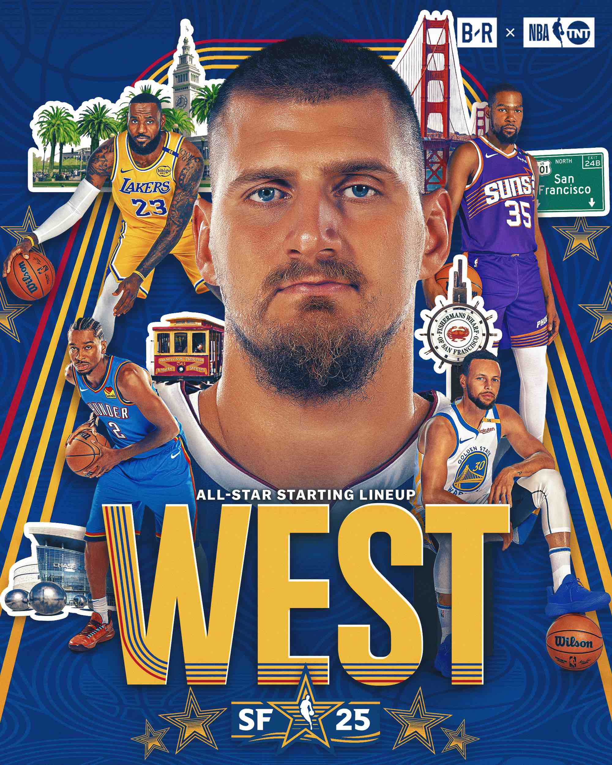 NBA全明星西部首发  库里第11次入选全明星首发  詹姆斯21次入选全明星  