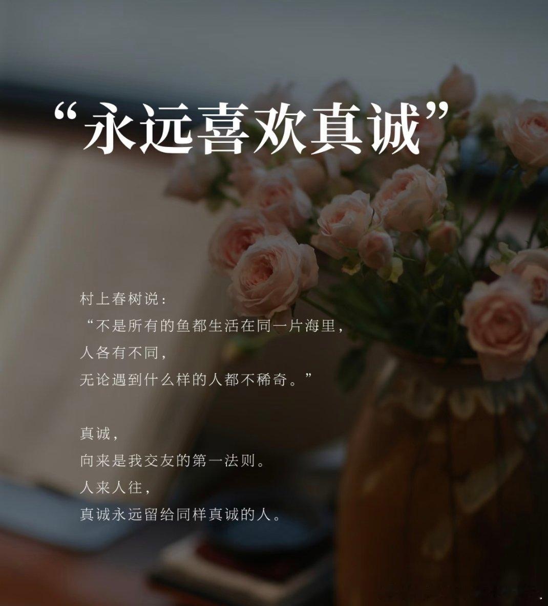 永远能被真诚的人打动真诚的人总能触动我内心最柔软的部分，他们的坦率和纯粹，像一束