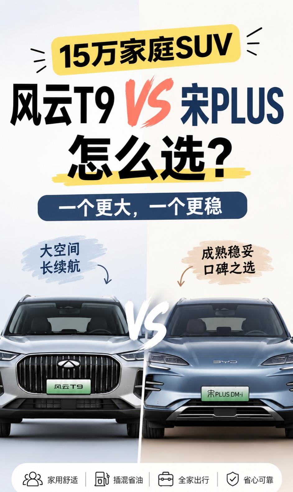 15万插混SUV，风云T9和宋PLUS怎么选？15万左右买插混SUV，如果你在风
