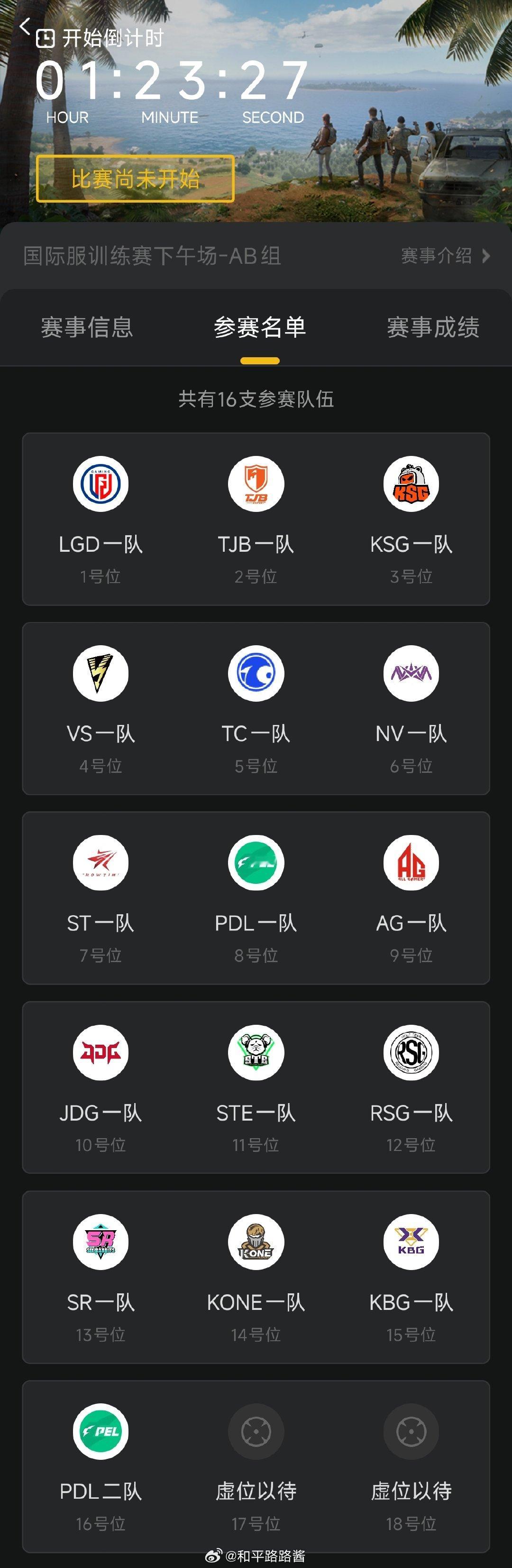 【11.13 国际服AB组 训练赛】参加战队：LGD、TJB、KSG、VS、TC