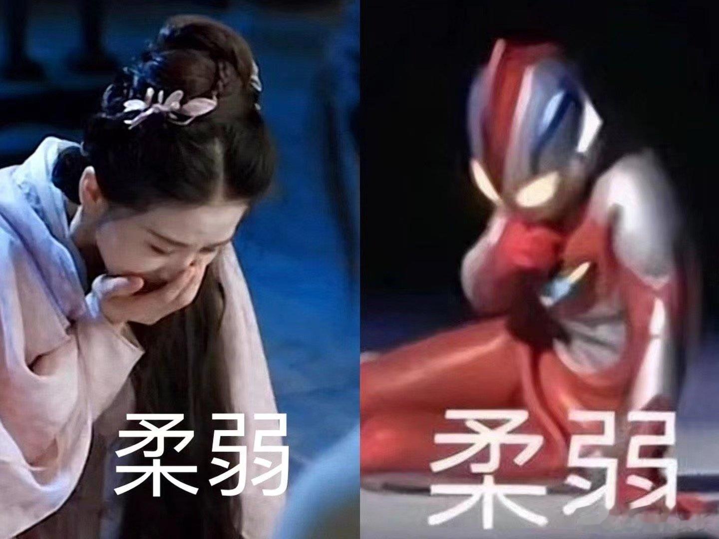 #任如意和奥特曼撞表情包#可是当任如意和柔弱的表情包相关联的时候，大家应该都觉得