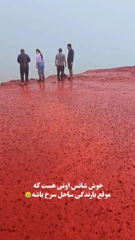 一段视频展示了霍尔木兹岛（Hormoz Island）上的萨赫尔·索尔赫（Sah