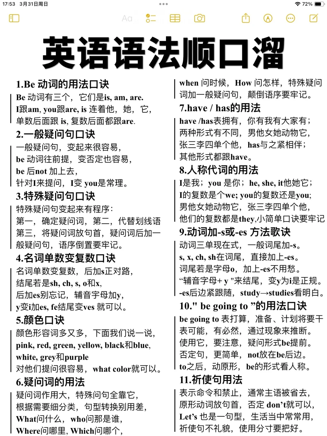 悟了！拒绝死记硬背！英语语法顺口溜太顶了！