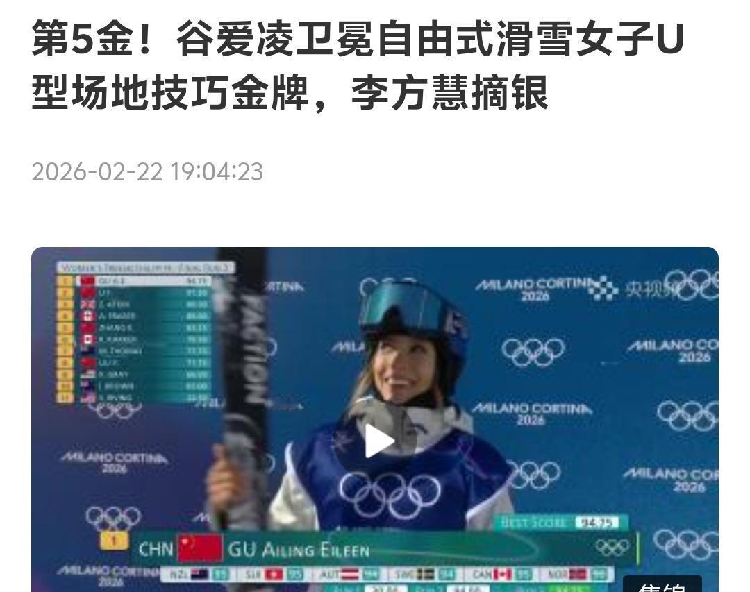谷爱凌终究还是拿到了金牌，实力摆在这里，肯定是要拿金牌了，没想到比赛最后一天谷爱