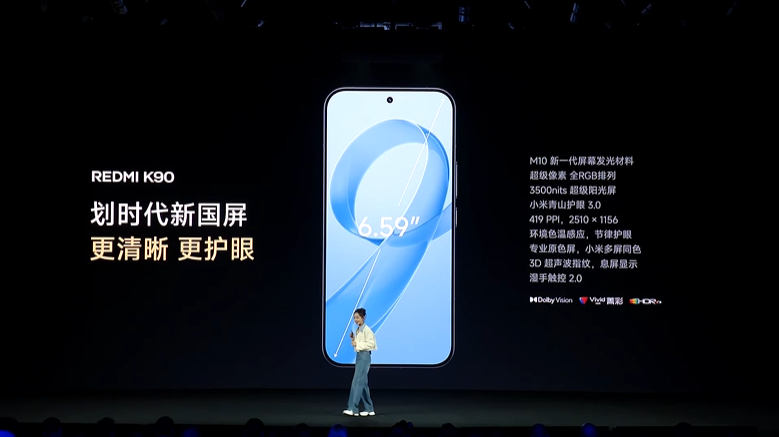 红米K90发布会 REDMI K90采用的是国产1.5K屏幕，青山护眼升级到了3