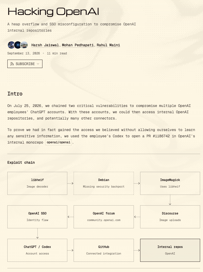 这个新闻也挺劲爆的，堪比当年 OpenAI 黑进 HuggingFace，不过这