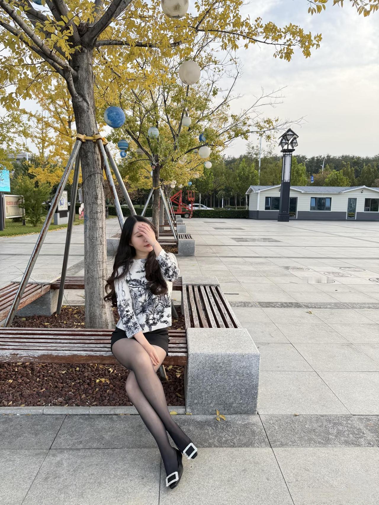 长椅拍照真的很好看拍照