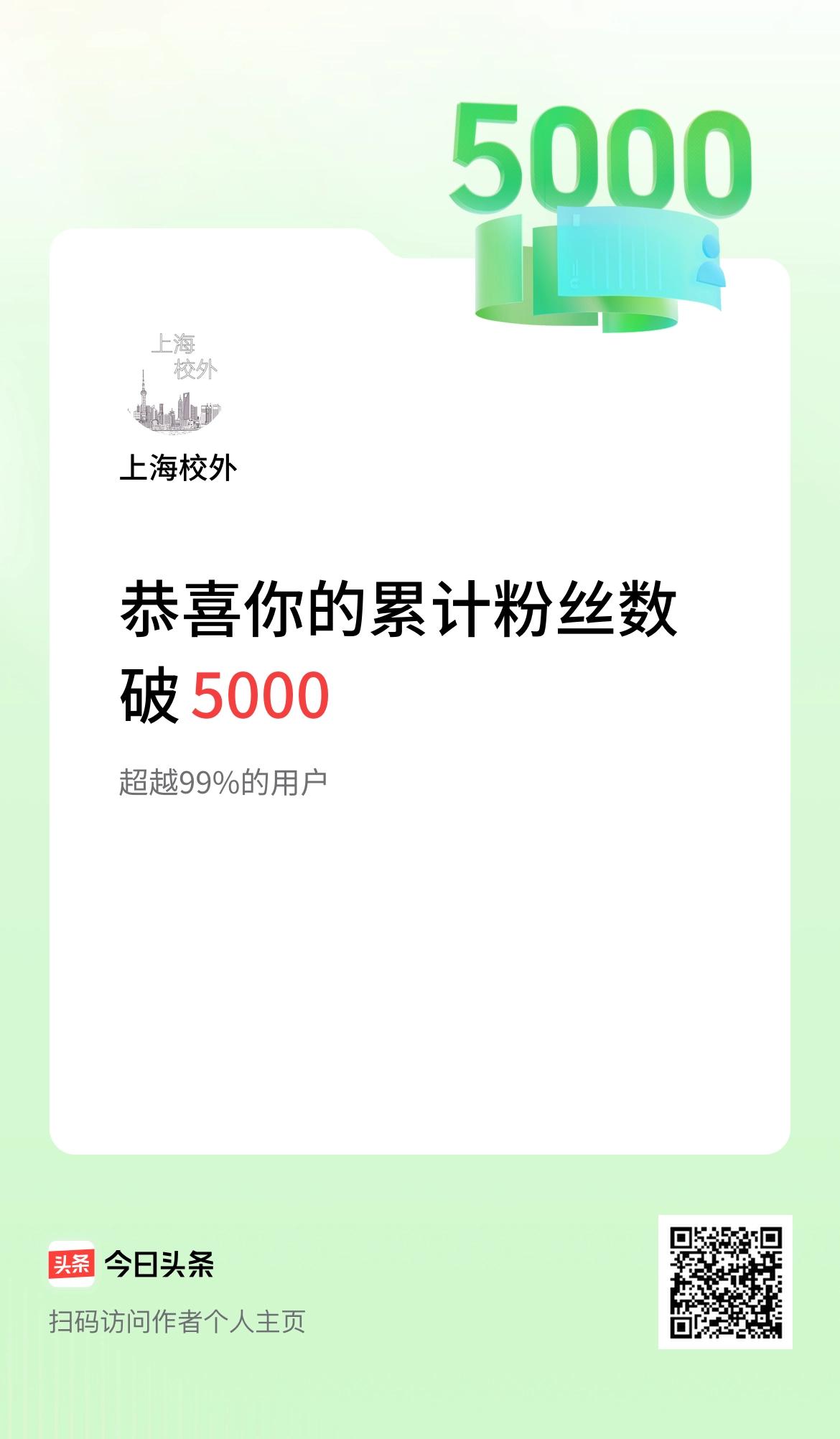 我在头条累计粉丝数破5000啦！