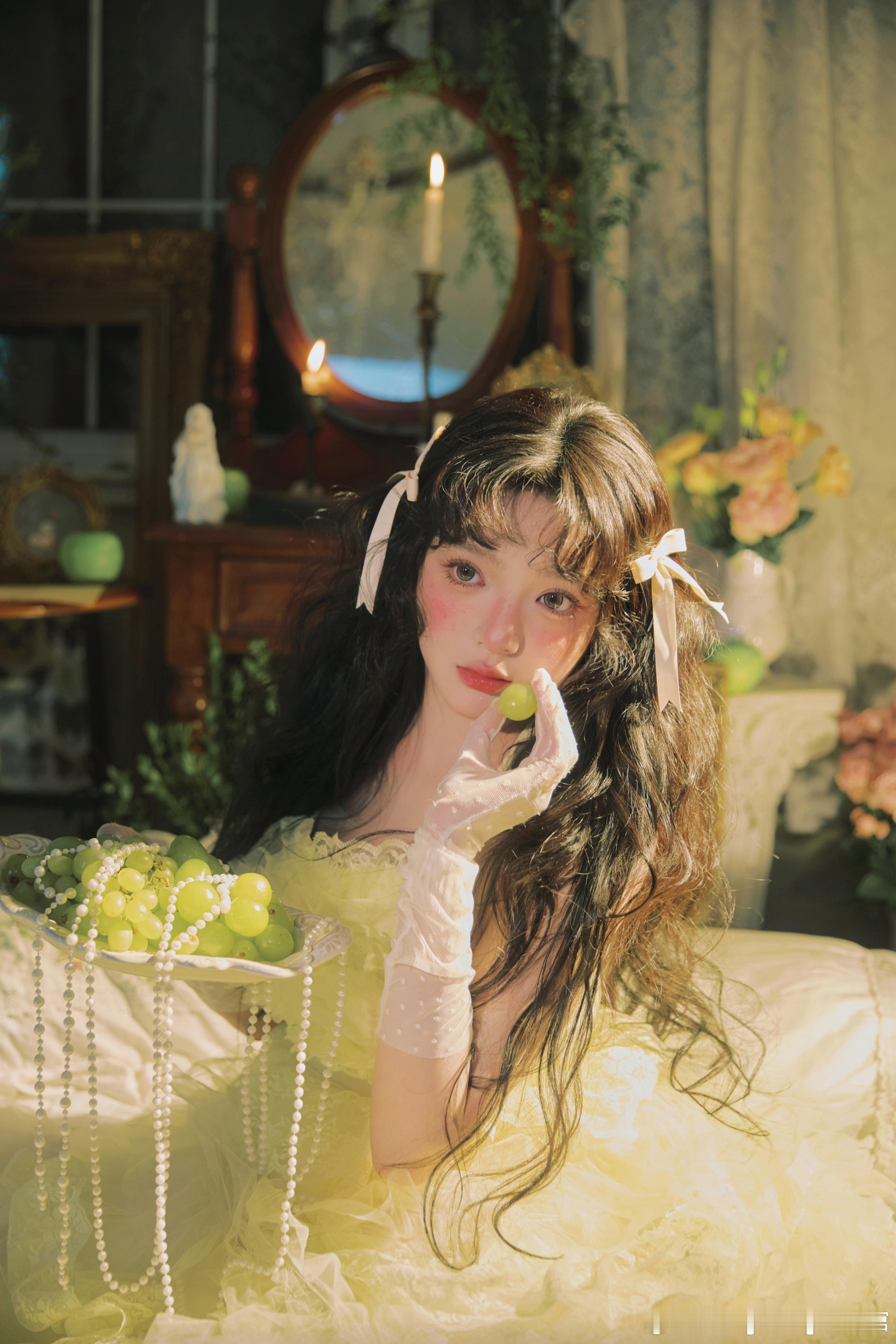 🍏玉珑一念｜轻法式#WI ING WI ING 写真馆# 白幔拂绿果🍇，如夏