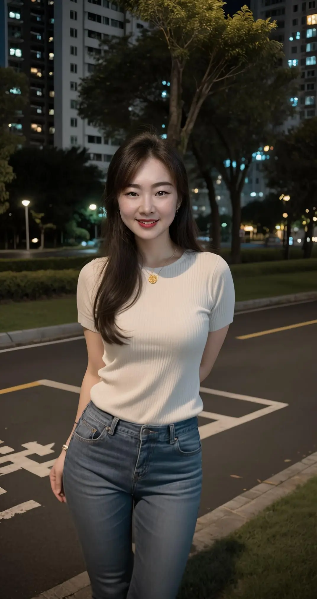AI微胖紧身牛仔照 ai创作全新升级  温柔笑容治愈人心 清新淡妆写真