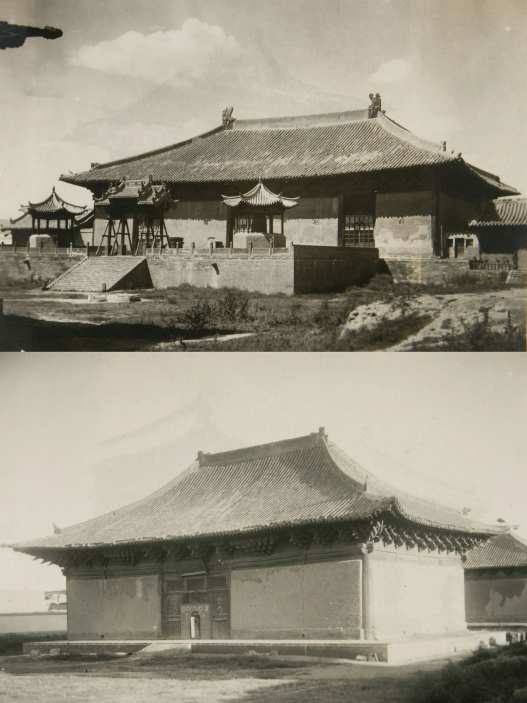 1938年大同老照片：辽金风格建筑善化寺内外