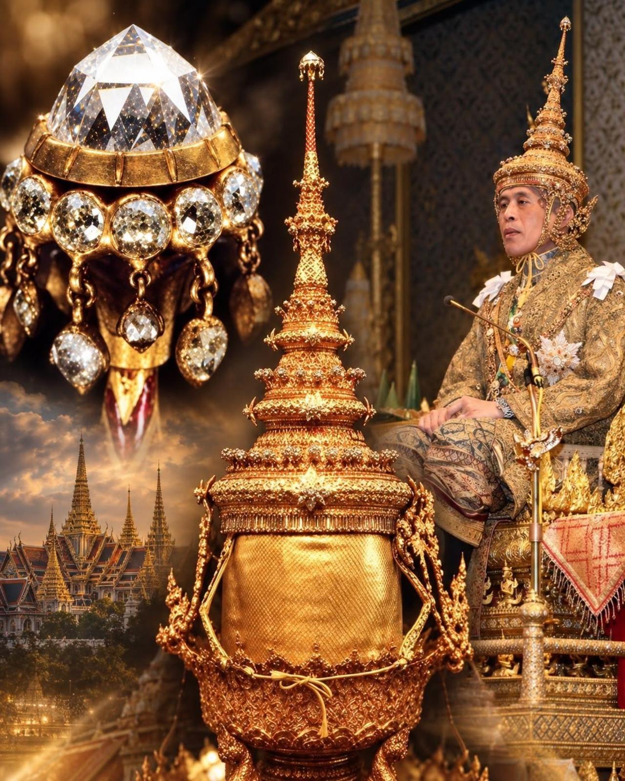 泰王的加冕王冠，比英国王室更土豪
说到泰国国王的珠宝，最耀眼的莫过于那顶"胜利大