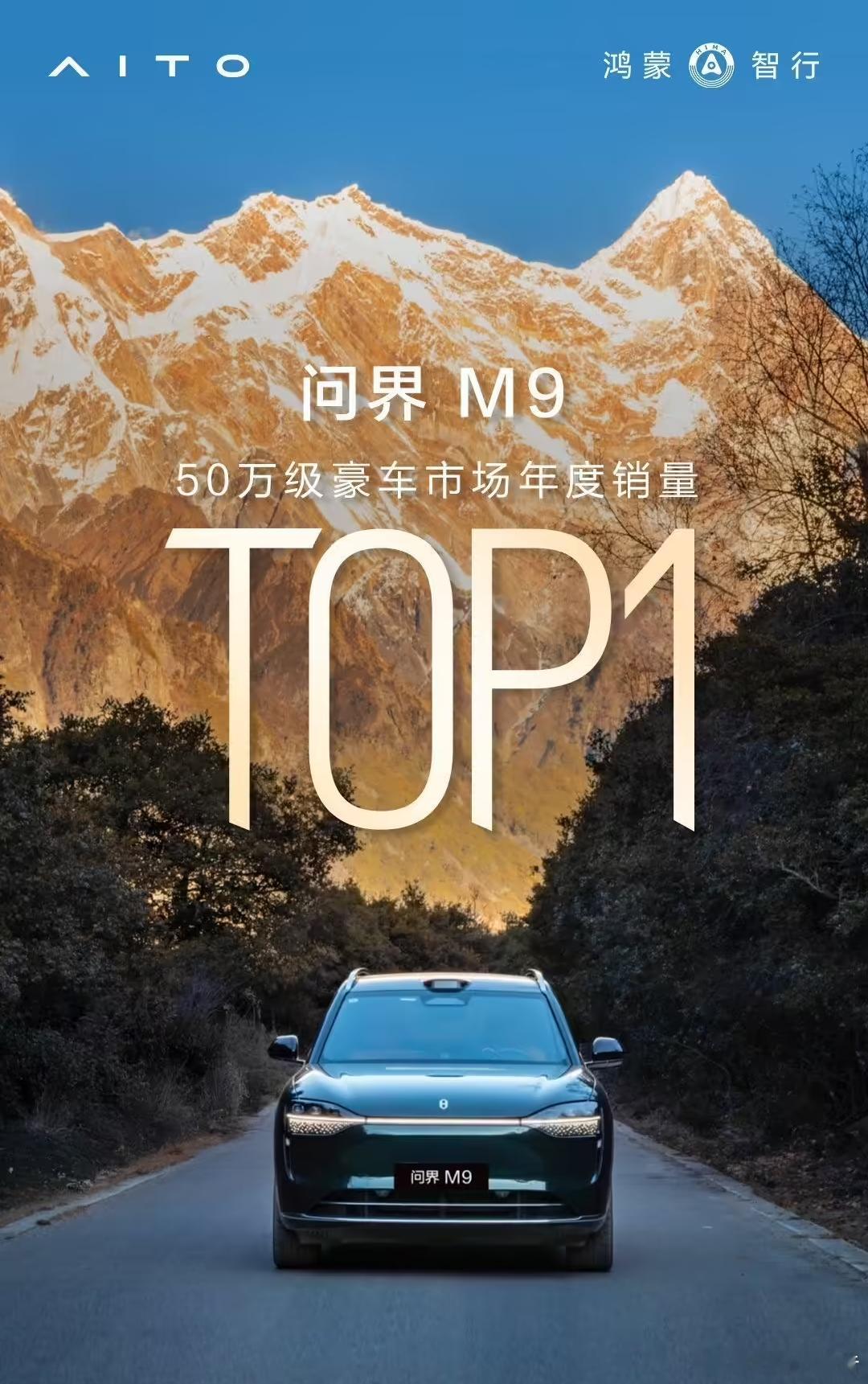 问界M9获50万豪华车市场年度销量冠军近日，鸿蒙智行称，问界M9在50万豪华车市
