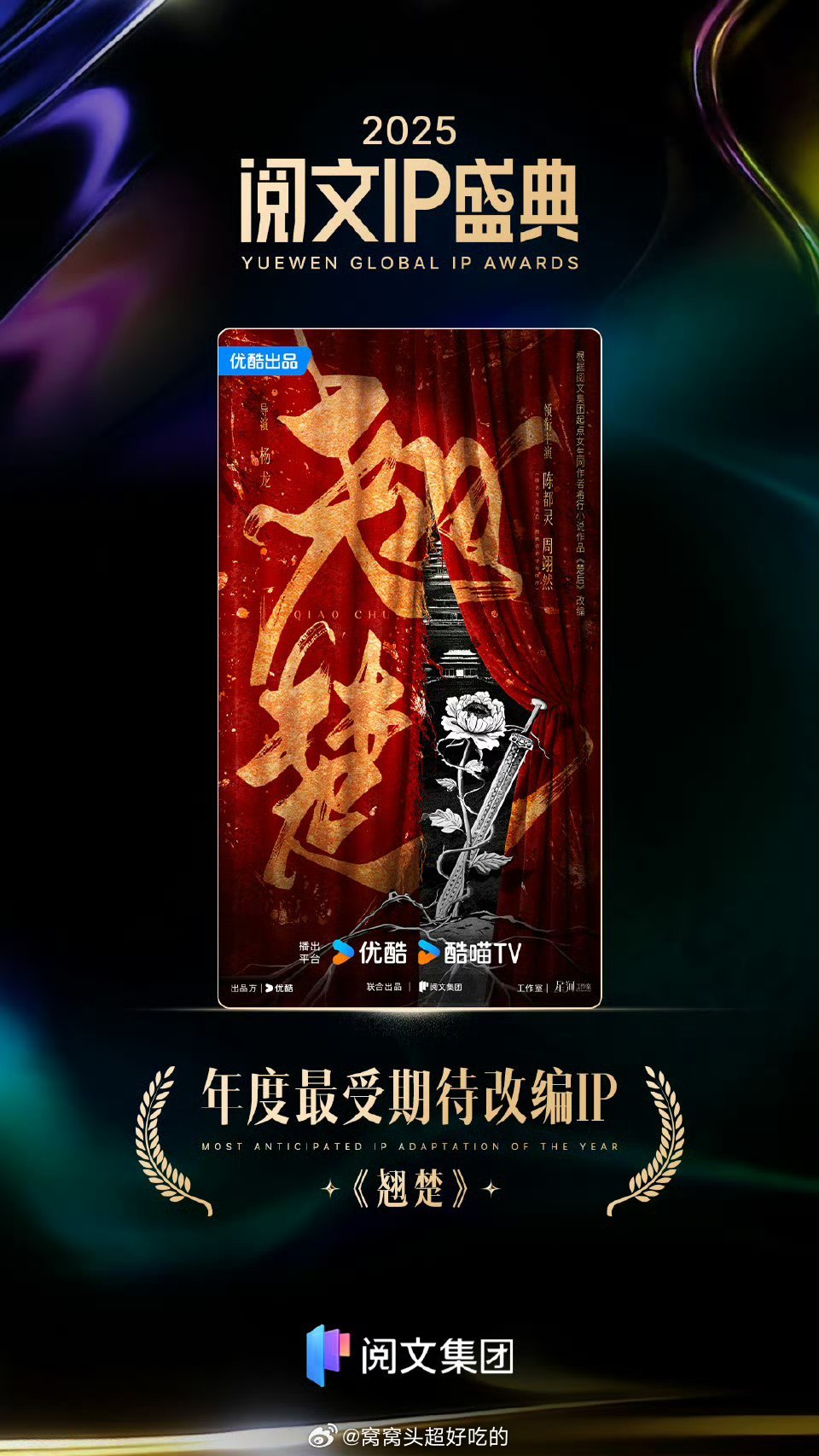 陈都灵周翊然《翘楚》获得年度最受期待改编ip 6月播出，从平台期待值到演员都很夯