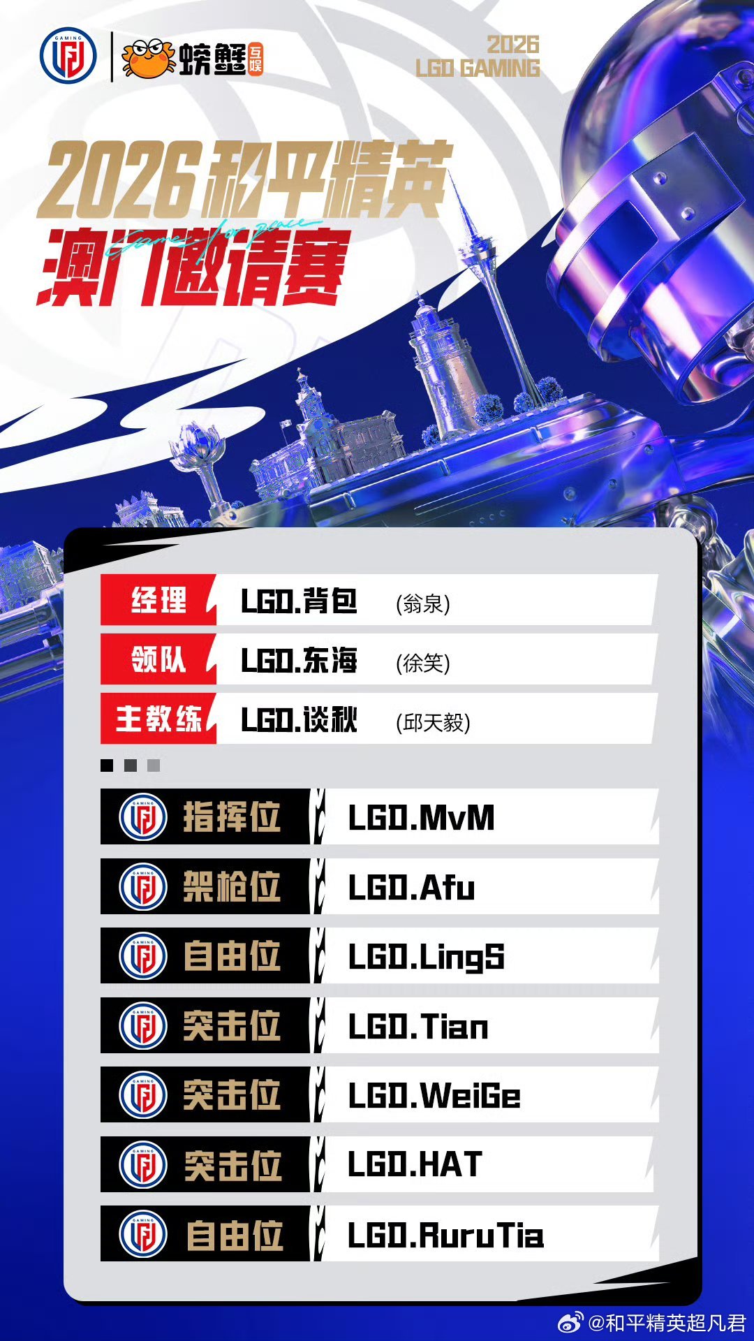 LGD和平精英大家庭少年追光枪绽MACAO🍃2026和平精英澳门邀请赛 【杭州