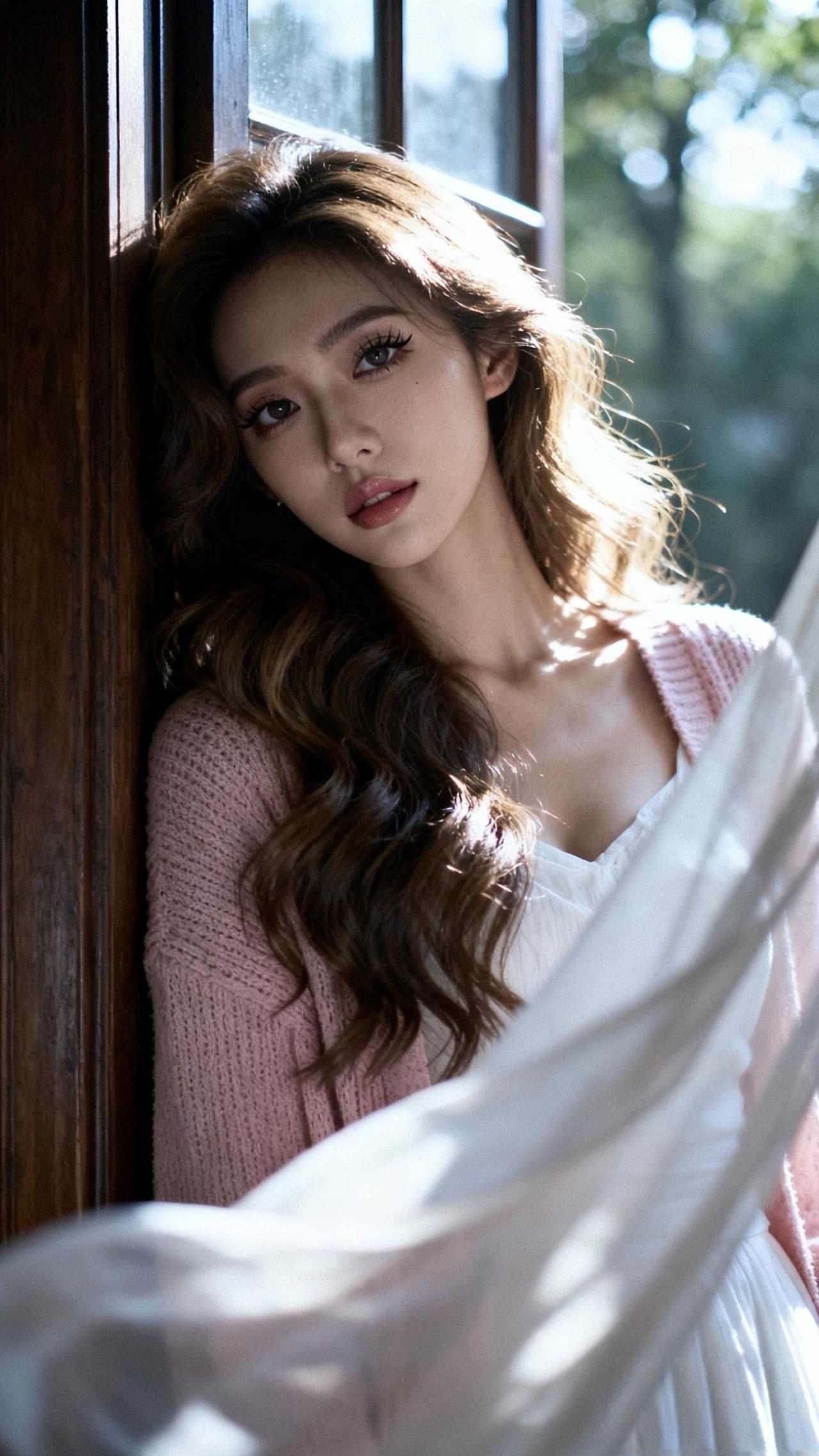 盈盈楼上女，皎皎当窗牖。
娥娥红粉妆，纤纤出素手。