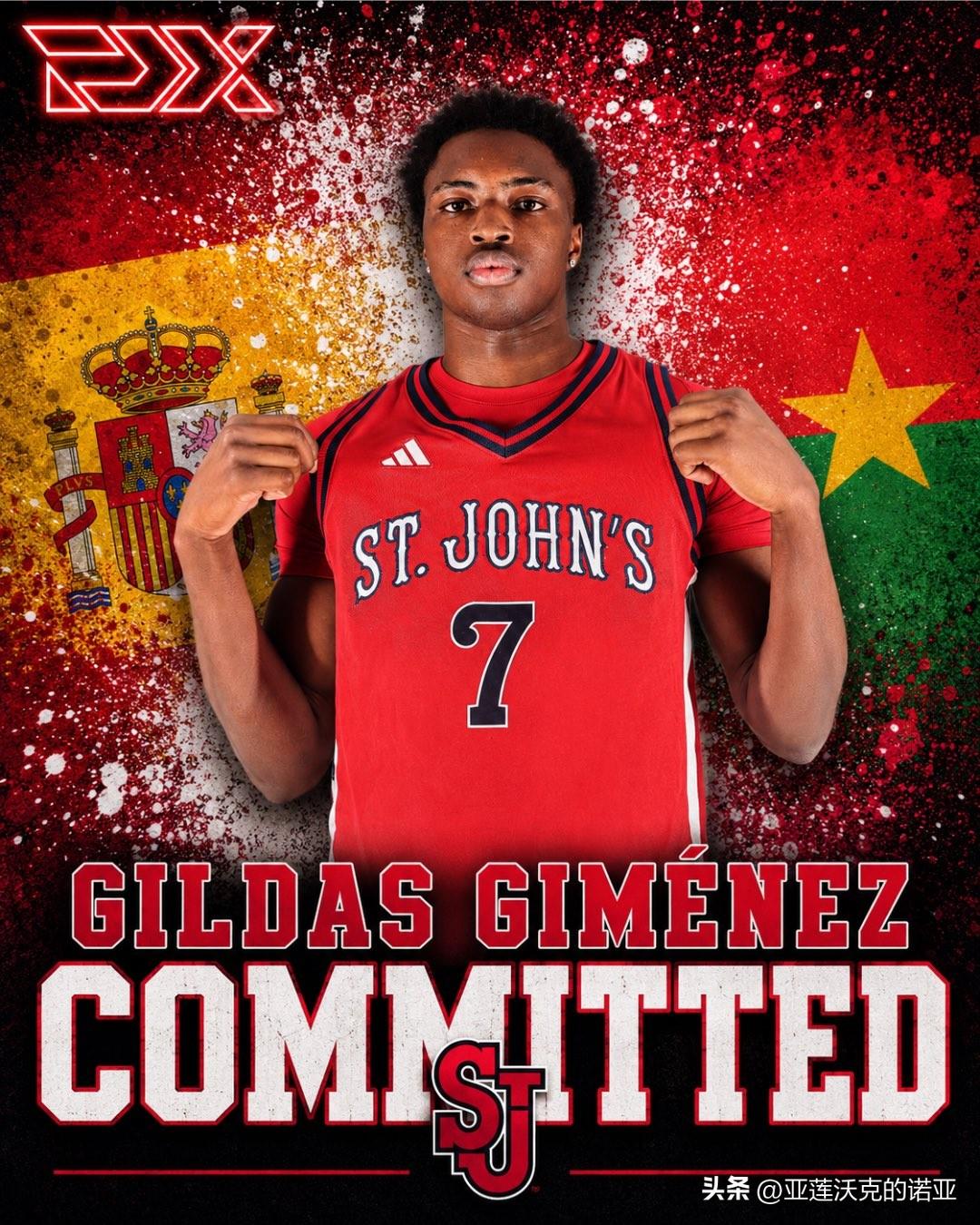 西班牙侧翼Gildas Gimenez宣布承诺加盟NCAA男篮 圣约翰大学，出生
