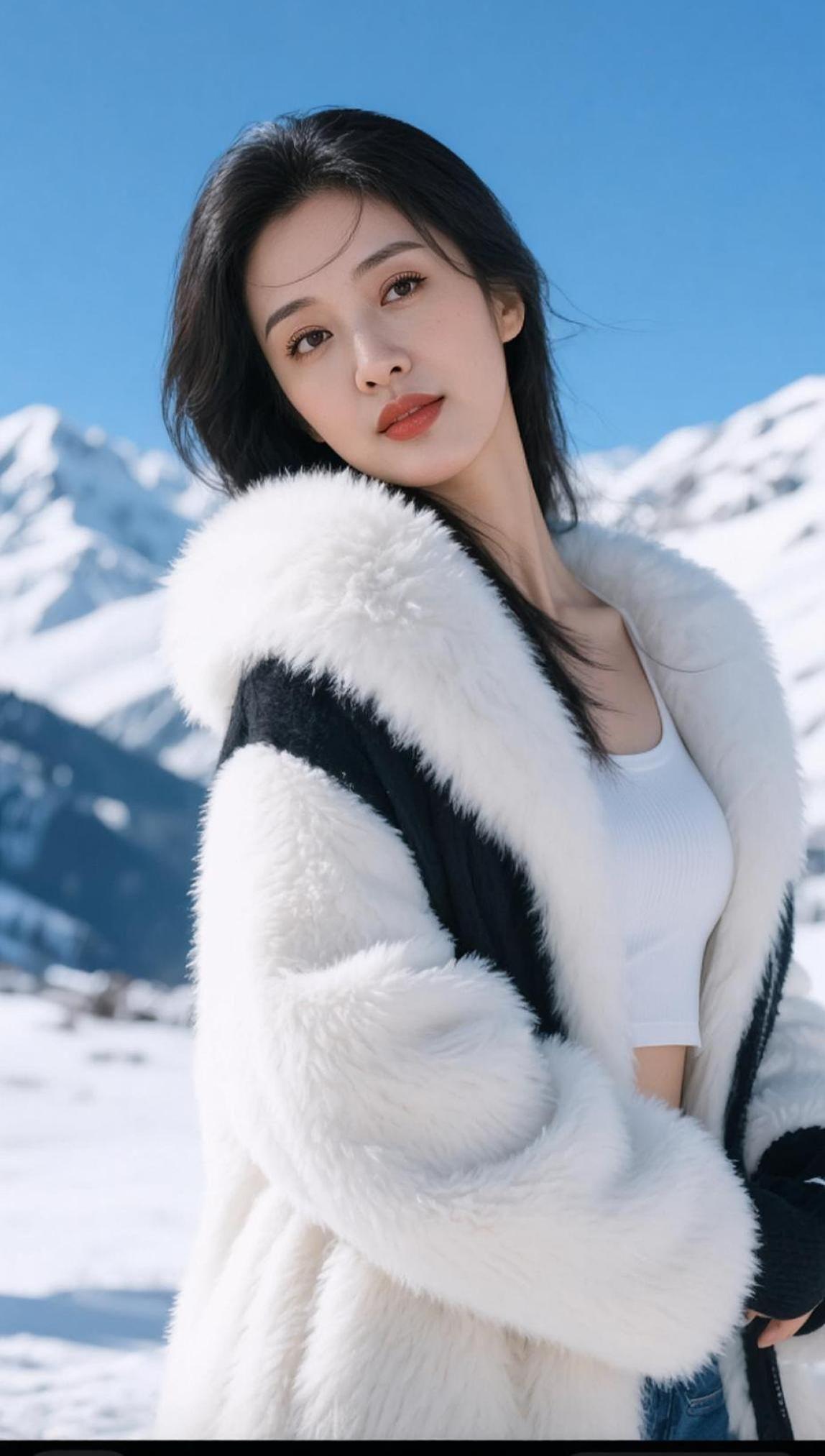 AI冷艳雪景写真 抖音ai创作 晒出你的ai写真集 时尚写真 观澜天下烟花