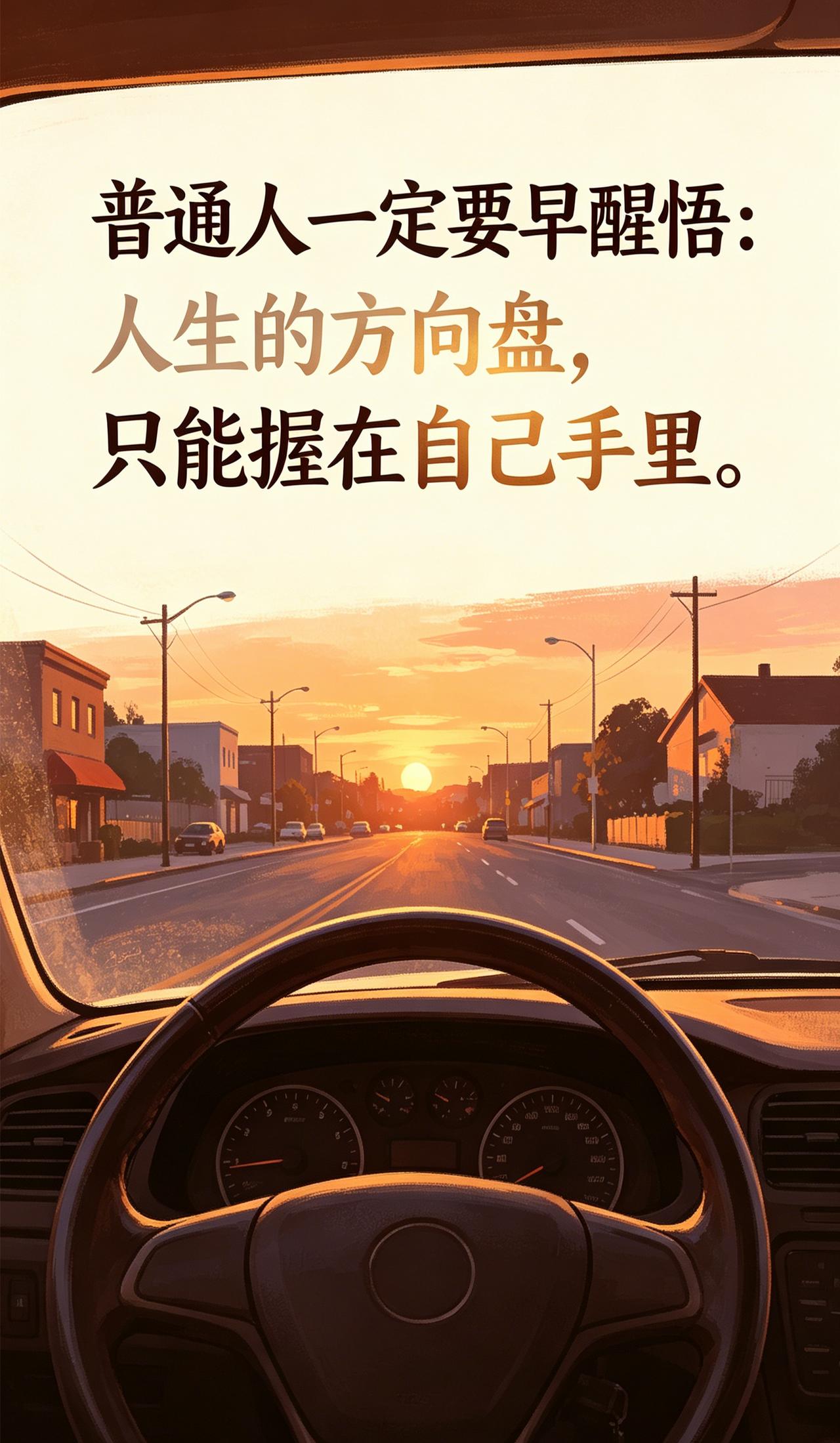 普通人一定要早醒悟：人生的方向盘，只能握在自己手里。
 
很多普通人总习惯把人生