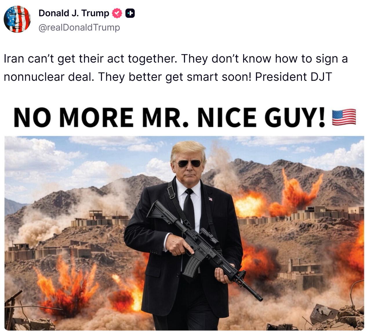 牛逼，真枪实弹干不过，只好发帖过嘴瘾了……老特这是越玩越花啊。

就这二杆子形象