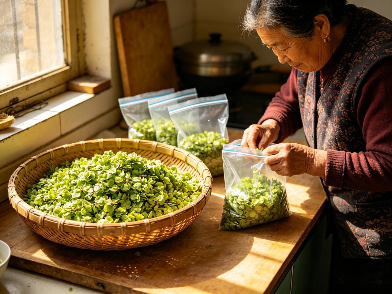昨天回老家去看大姑妈，被她家冰箱给惊到了！
 
大姑妈家的冰箱，简直被榆钱给承包