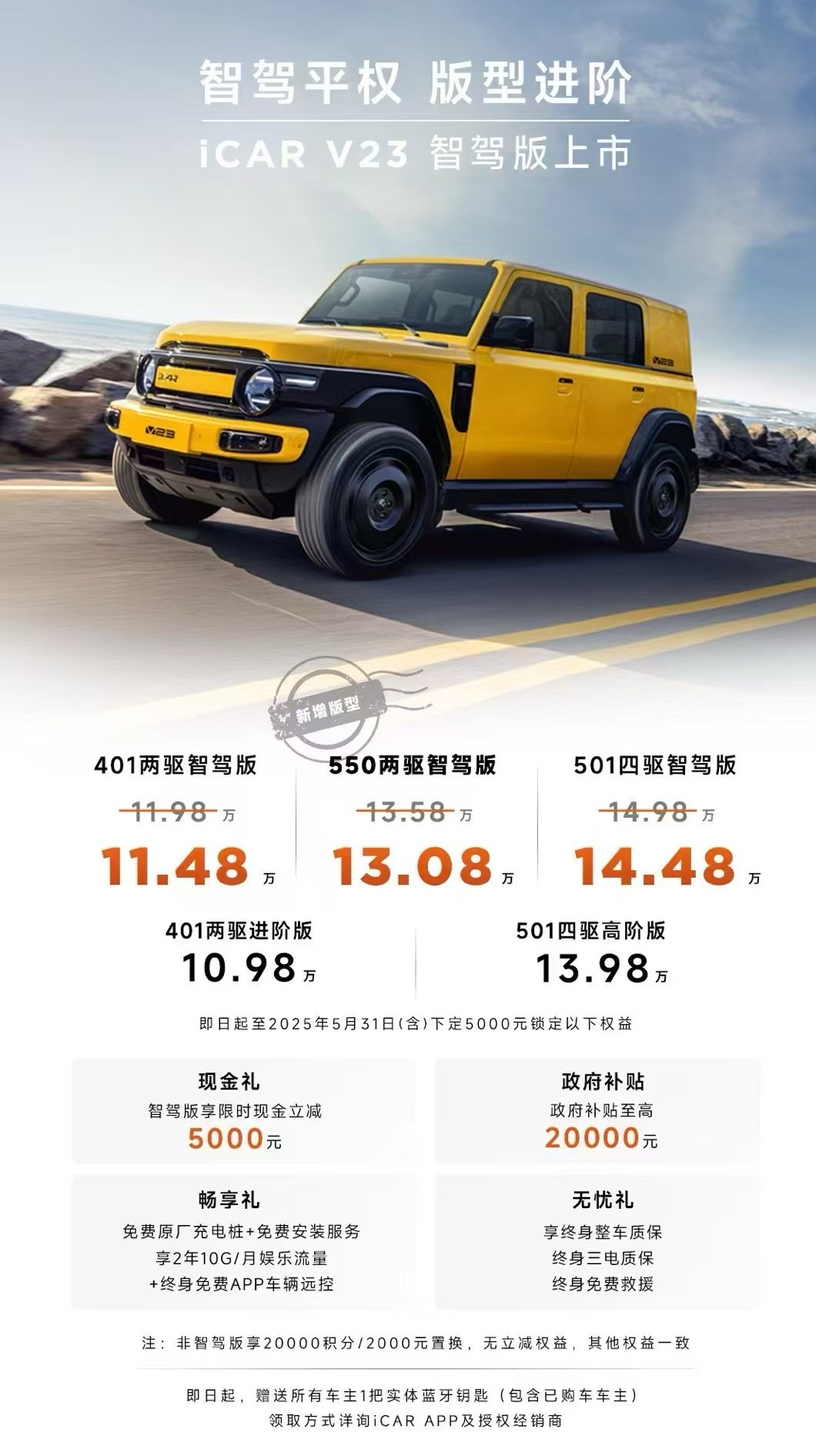 iCAR V23智驾版上市，售价11.48～14.48万元[doge]⚡关键是现