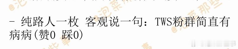 纯路人一枚 客观说一句 tws粉群简直有病病 