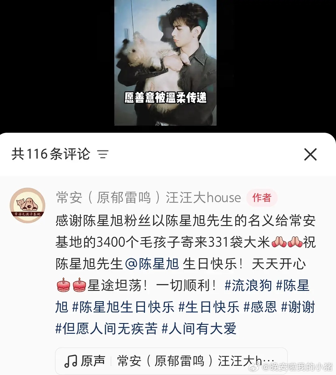 粉丝在陈星旭生日之际做了公益应援，都是很好的人哪