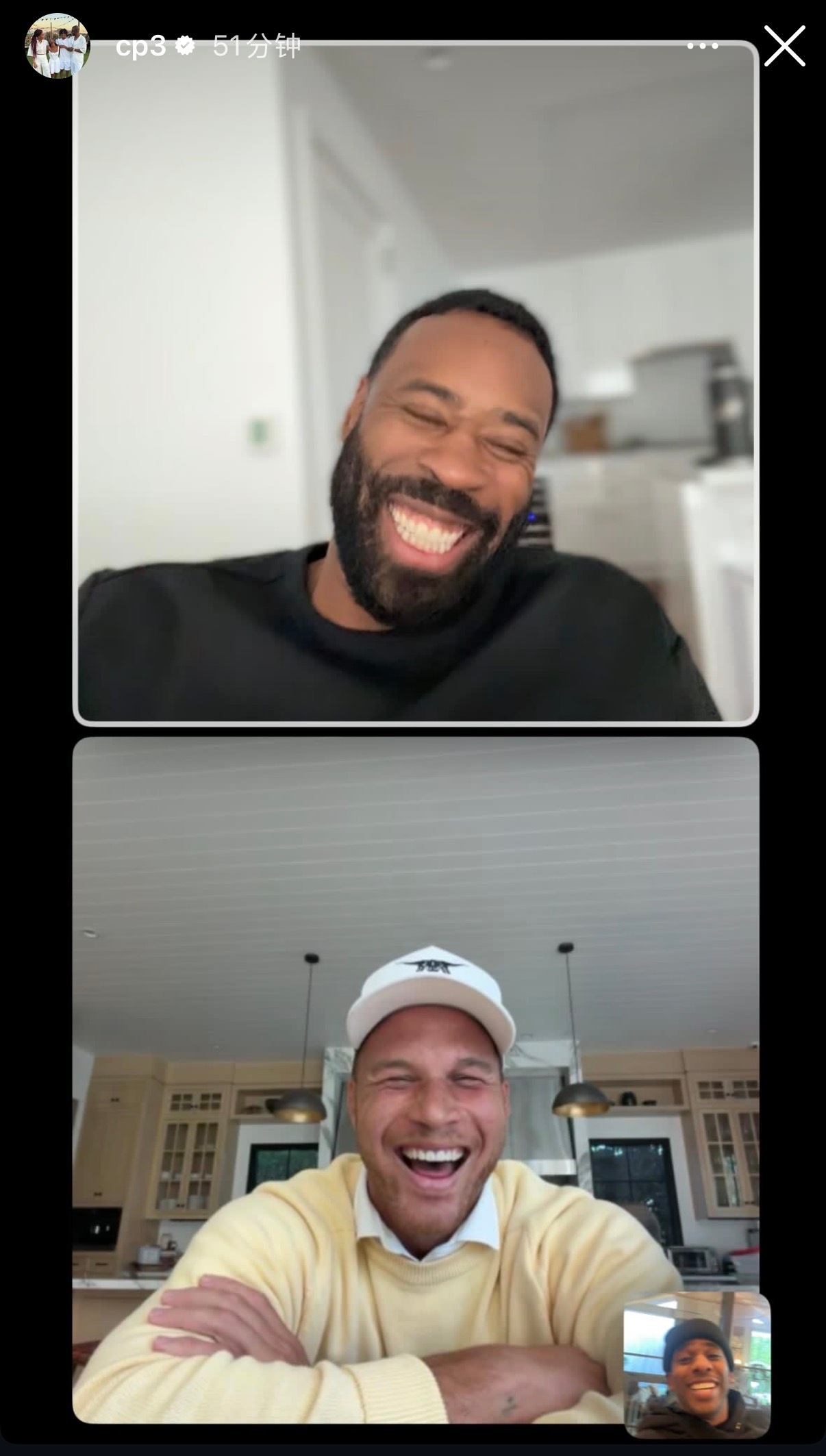 保罗社交媒体发的，曾经空接之城三人组，老伙计们笑得很开心。 