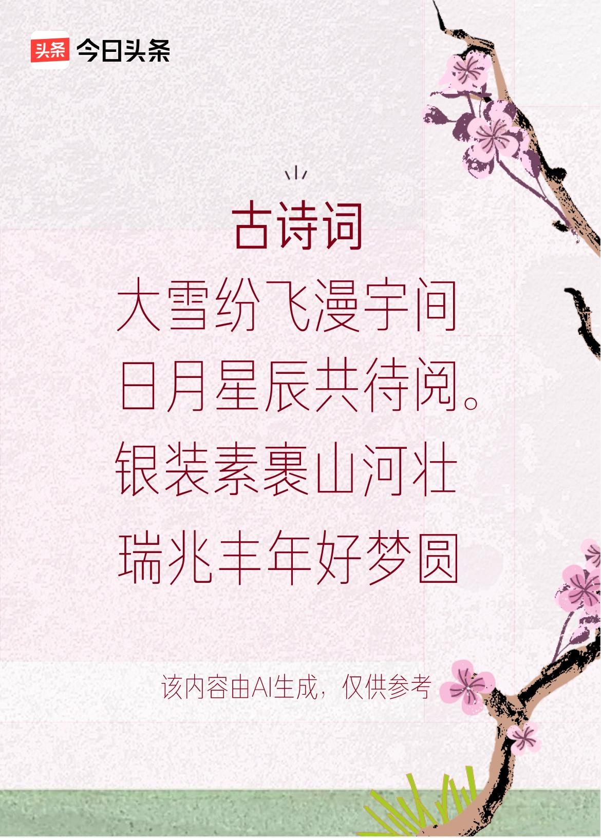 文学创作大会：大雪纷飞漫宇间，寒枝挂玉映蓝天，银装素裹山河壮，瑞兆丰年好梦圆。戳