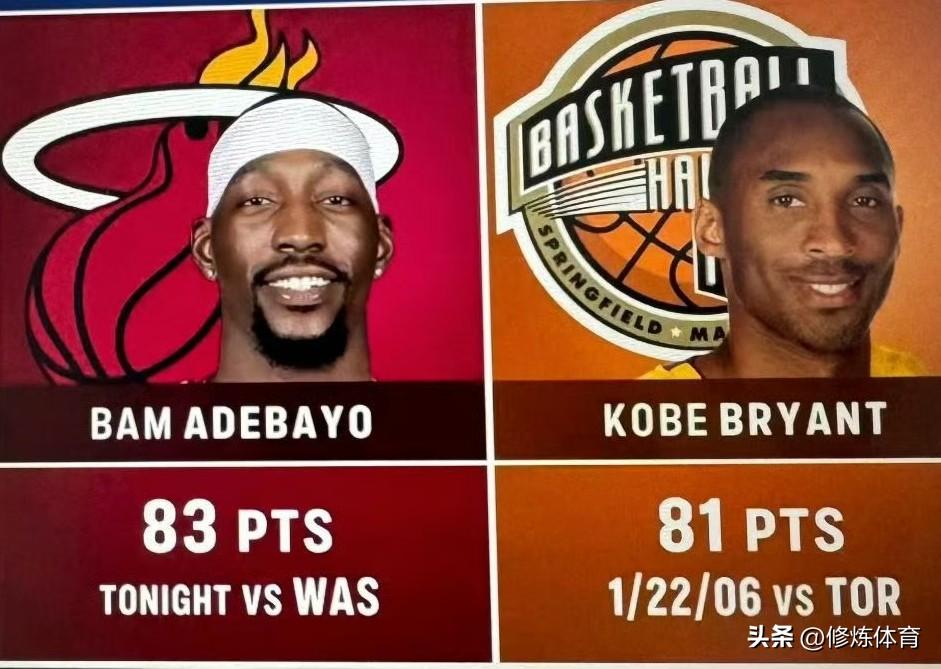 虽然阿德巴约超过了科比的81分，但命中率也差太多了吧！

1、阿德巴约——对阵奇