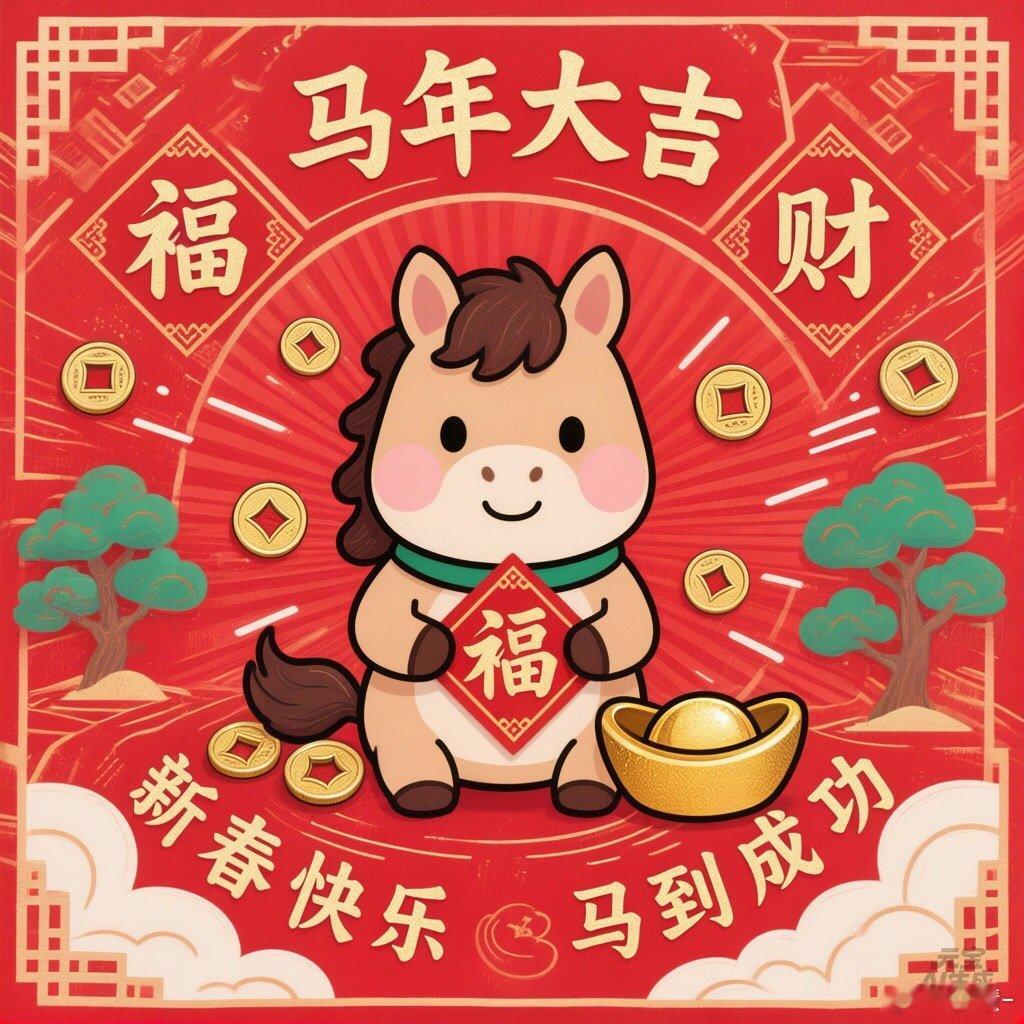 大年初一，新岁启封，马不停蹄。愿我们在丙午马年：龙马精神身体健，一马当先事业兴，