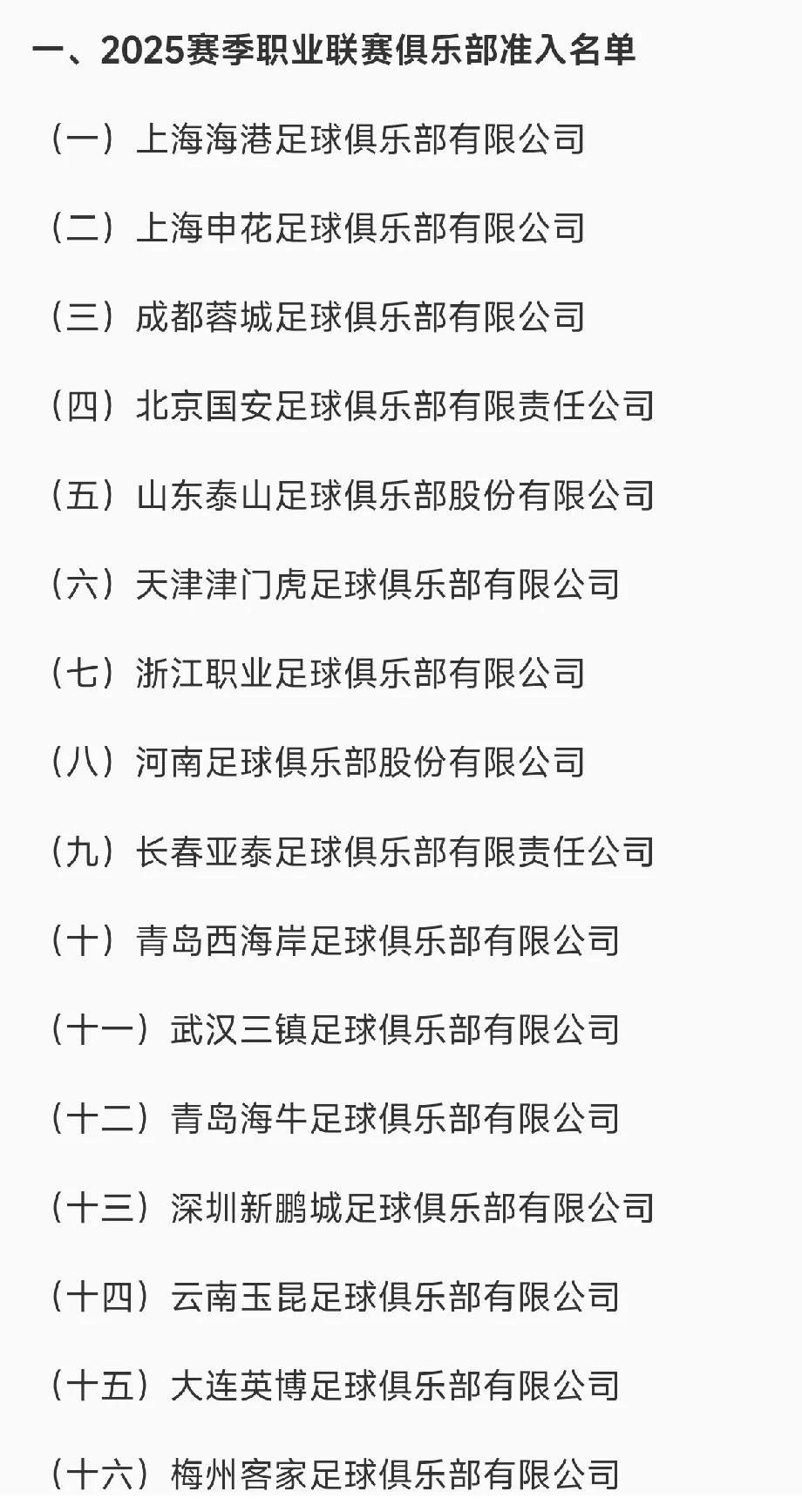 八冠王解散？中国足协官方公布2025赛季职业联赛准入资格，其中49家俱乐部获得准