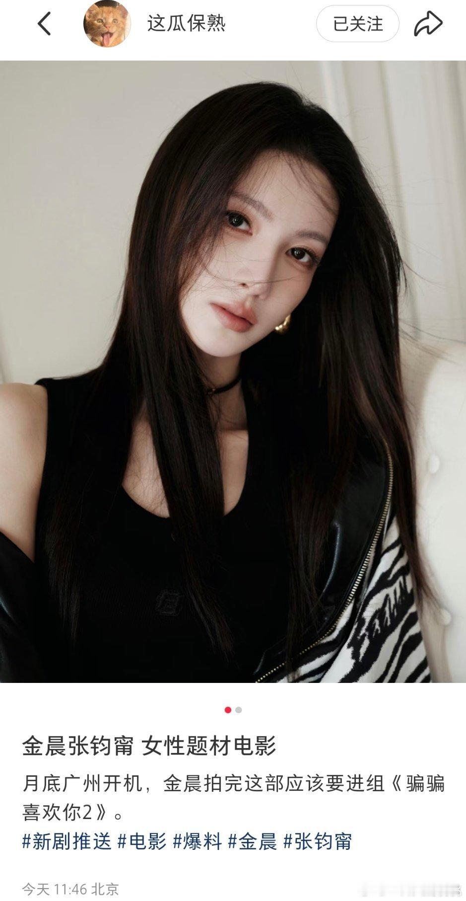 金晨、张钧甯 女性题材电影女性题材我记得前两天有个备案的吧忘了，麦特的么[不愧是